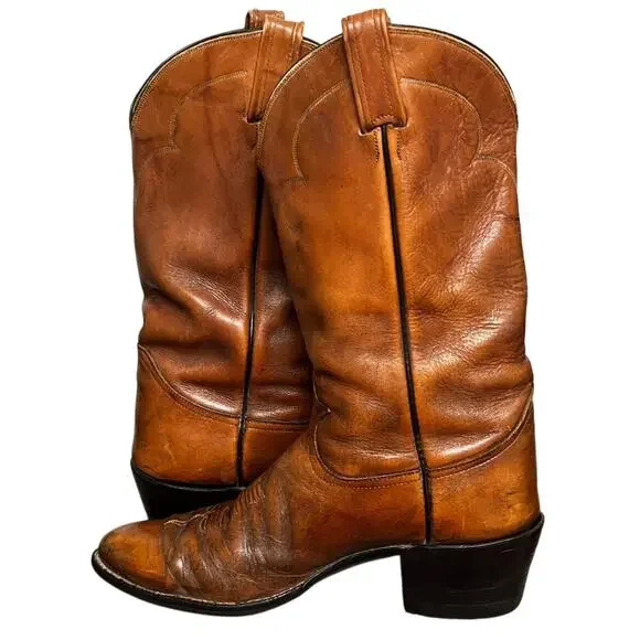 Vintage Tony Lama Mens Size 10.5 E Brown Leather Western Cowboy Boots Style 3084 - Picture 4 of 12